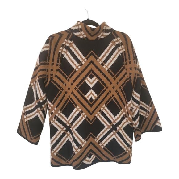 Anne Klein Bright Serpia Zip Front 3/4 Sleeve Sweater - Picture 2 of 10